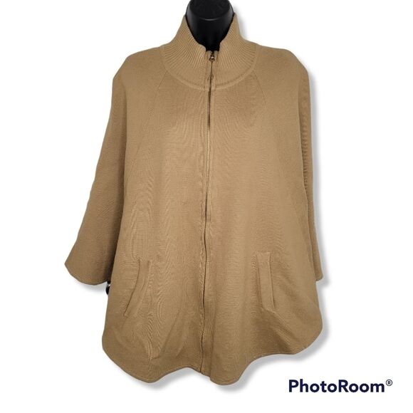 Big Buddah khaki full zip cardigan cape sweater M/L - Picture 1 of 7